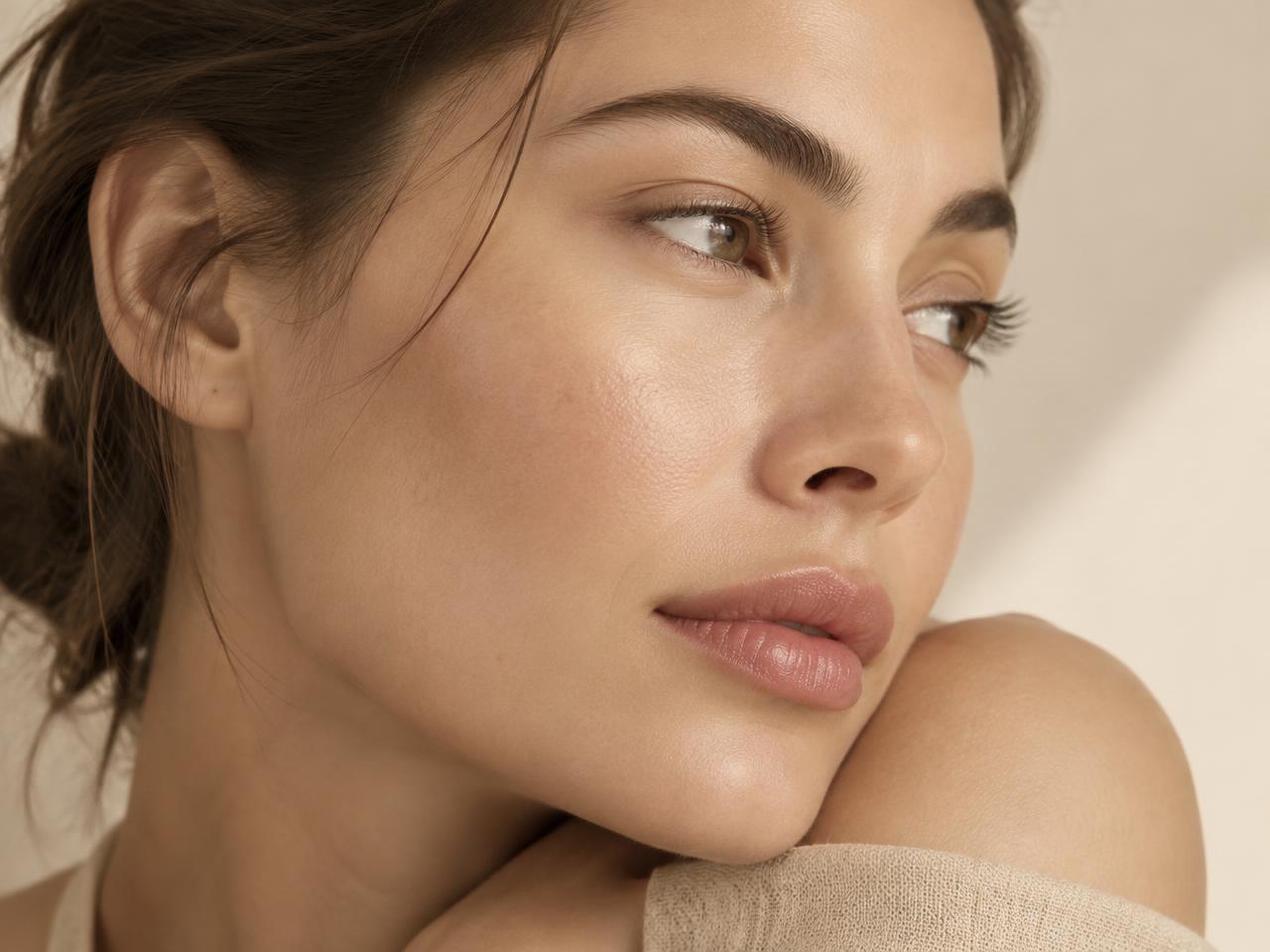 Sopracciglia definite e labbra dal colore naturale