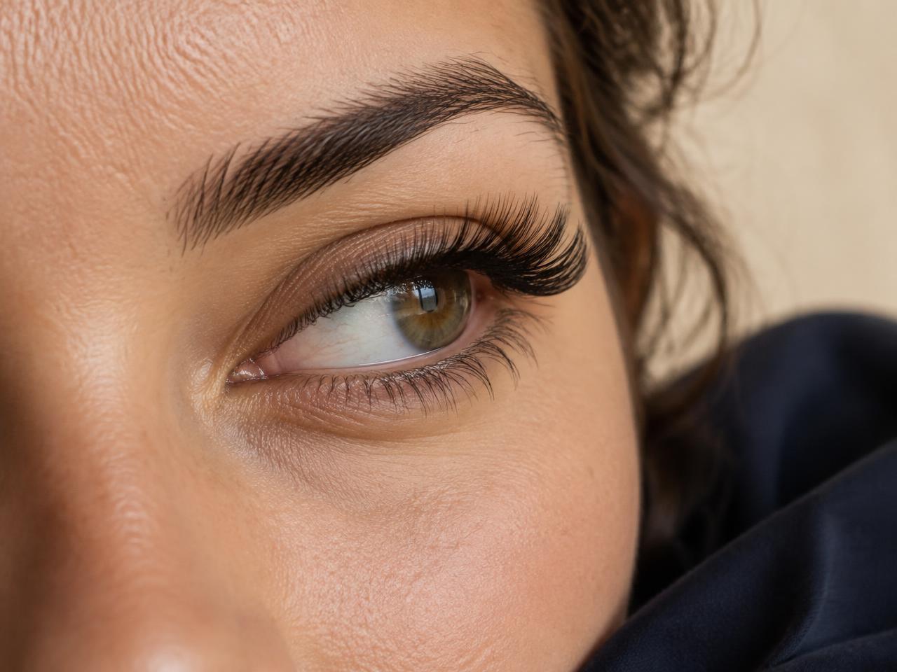 Brazilian volume eyelash extensions, eye detail
