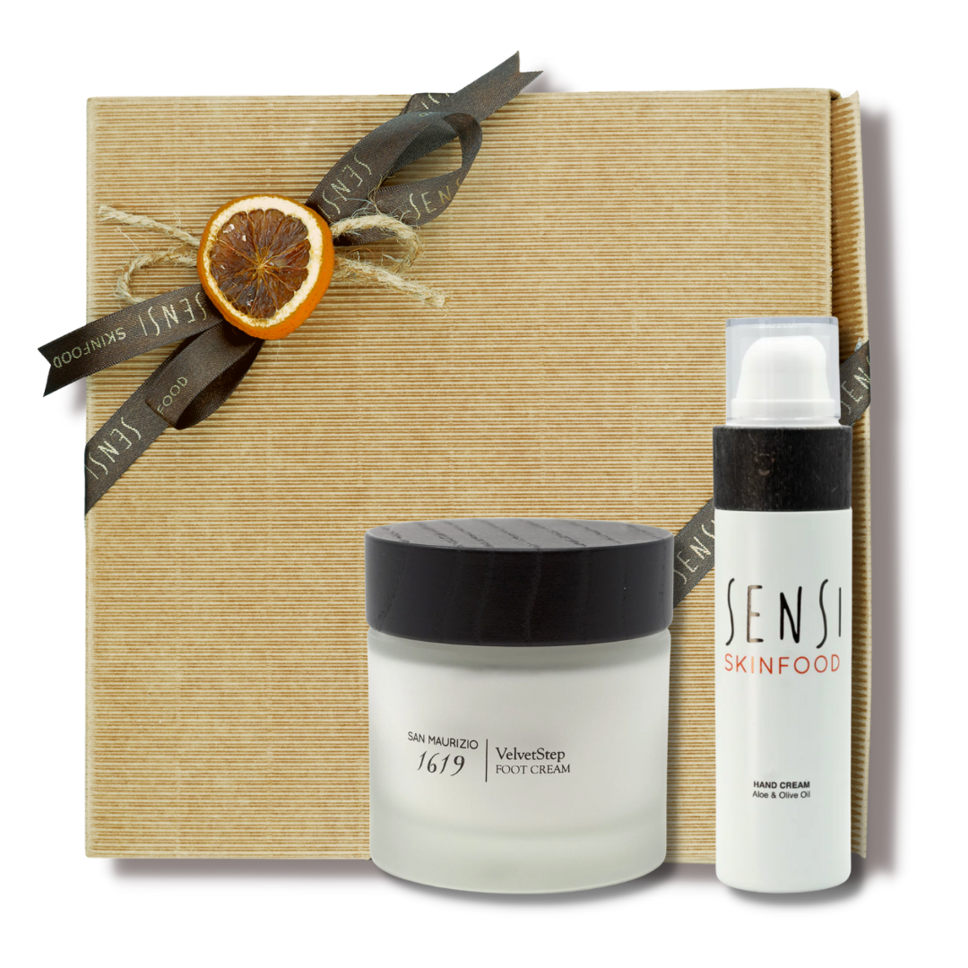 Box Regalo per cura di Mani e Piedi + Travel Kit OMAGGIO  Sensi Skin Food